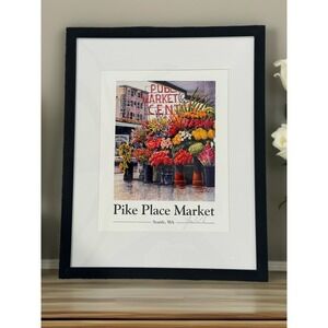 Pike Place Market Seattle Signed Ed Newbold Art Print Framed‎ 14x11